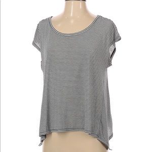 American Eagle Black/White Striped Tee with Cutout - M